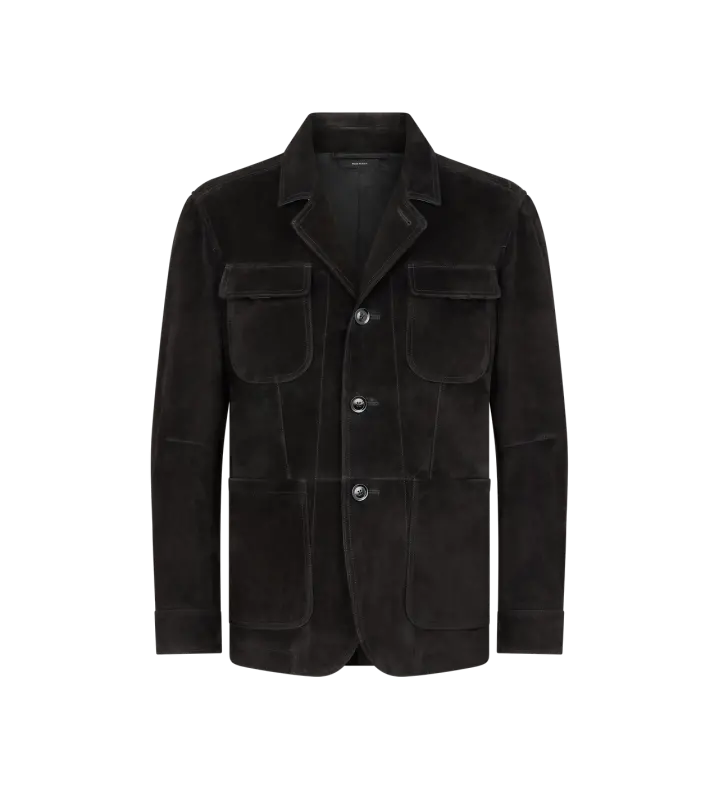CASHMERE SUEDE MILITARY JACKET BLACK online